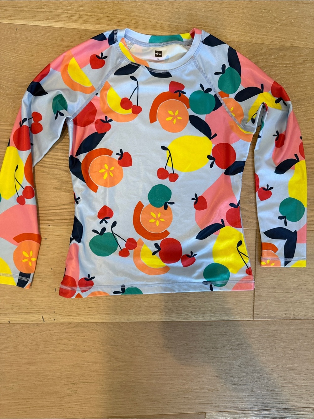 NWOT Tea Collection Girls Long Sleeve Fruit Print Rash Guard size 10